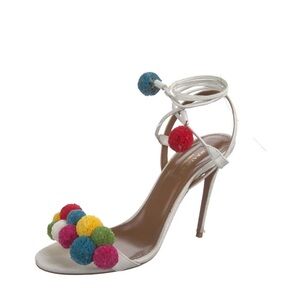 Aquazzura Pom Pom Sandals Sz 36.5